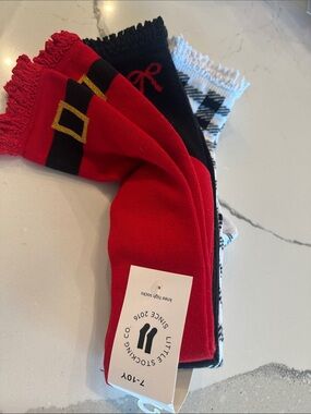 Holiday Red Knee-High Socks with Gold Belt Accent